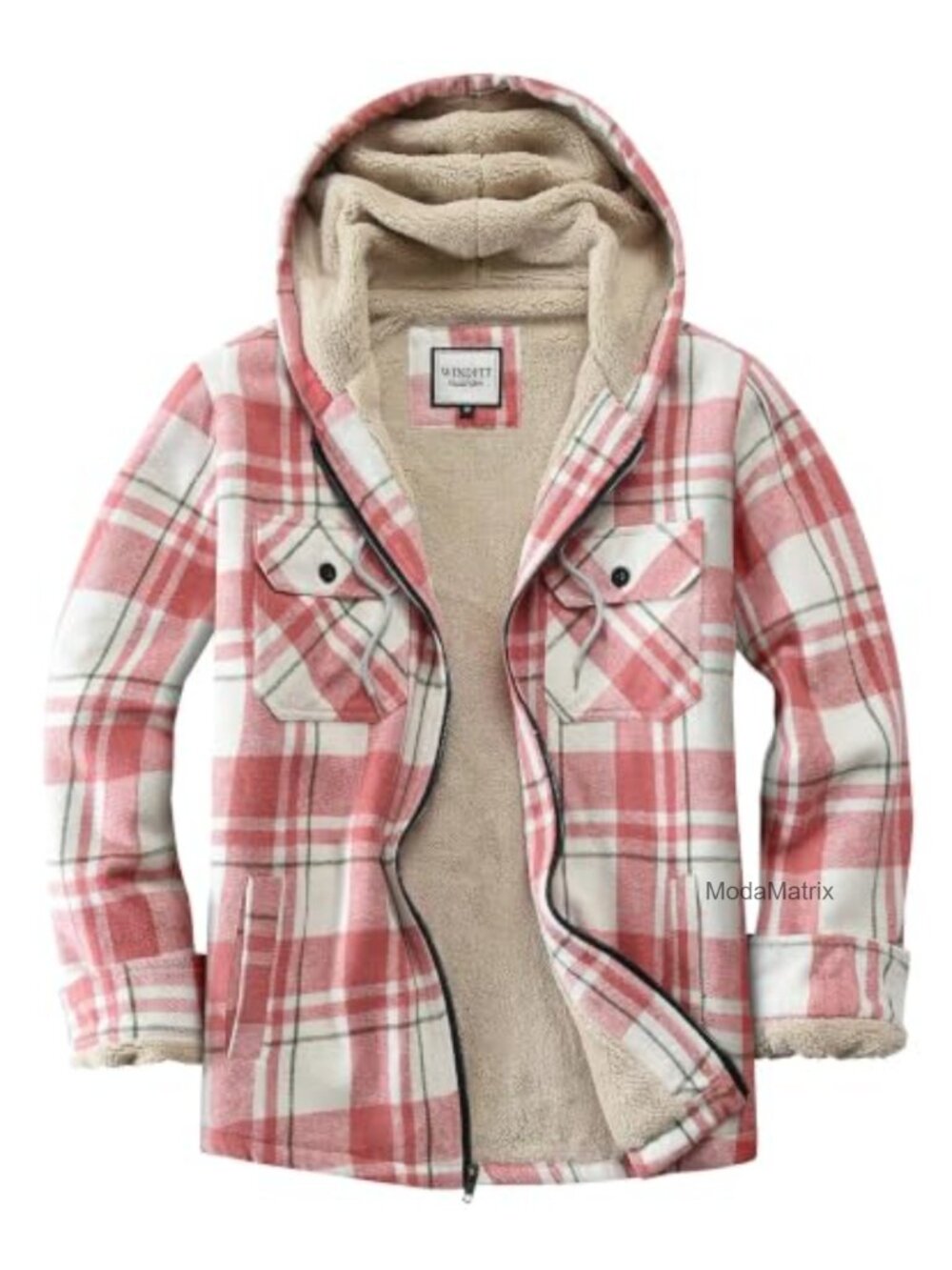 Women's Full Zip Plaid Fleece Flannel Jacket Sherpa Lined Hooded Shacket